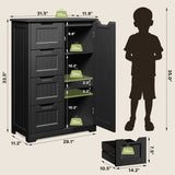 33.5 "L Wooden Bathroom Storage Cabinet with 4 Drawers, a Cupboard and Adjustable Dividers for Bathroom,Living room,and Bedroom - BLack