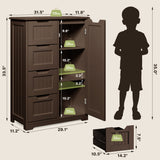 Asofer 33" Dark Brown Moisture-Resistant Anti-Tip Pantry Cabinet with Door, 4 Drawers & Shelves