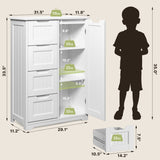 Bathroom Floor Cabinet with 4 Drawers, 1 Cupboard & 2-Shelves, for Bathroom, Freestanding - White