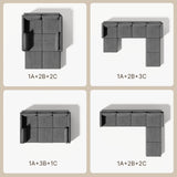 Asofer Sectional Sofa Couch with U-Shaped Connector, Modular Sofa for Living Room, Study, Dark Gray