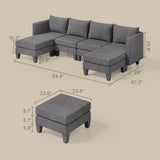Asofer Sectional Sofa Couch with U-Shaped Connector, Modular Sofa for Living Room, Study, Dark Gray