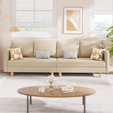 68" L Convertible Sofa, L-shaped Sofa with 4 Comfortable Pillows for Living Room, Apartment, Studio, Office - Beige