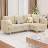 68" L Convertible Sofa, L-shaped Sofa with 4 Comfortable Pillows for Living Room, Apartment, Studio, Office - Beige