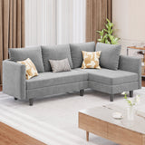 Convertible Sofa Bed, Asofer 68" L-Shaped Sectional Sofa for Living Room, Light Gray