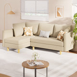 68" L Convertible Sofa, L-shaped Sofa with 4 Comfortable Pillows for Living Room, Apartment, Studio, Office - Beige