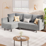 Convertible Sofa Bed, Asofer 68" L-Shaped Sectional Sofa for Living Room, Light Gray