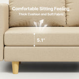 68" L Convertible Sofa, L-shaped Sofa with 4 Comfortable Pillows for Living Room, Apartment, Studio, Office - Beige