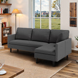Asofer 4-Seat Sectional Sofa, Convertible Sofa Bed with Comfy Seat Cushion, for Living Room, Apartments, Office, Gray