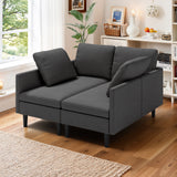 Modular Sectional Sofa, Customizable L-Shape, Tool-Free Assembly, 1000lbs Capacity, Easy-Clean Linen, Dark Gray