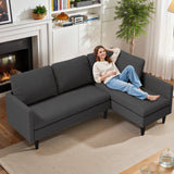 Asofer 4-Seat Sectional Sofa, Convertible Sofa Bed with Comfy Seat Cushion, for Living Room, Apartments, Office, Gray