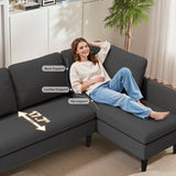 Modular Sectional Sofa, Customizable L-Shape, Tool-Free Assembly, 1000lbs Capacity, Easy-Clean Linen, Dark Gray