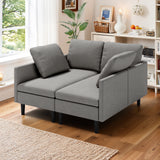 Modular Sectional Sofa, Customizable L-Shape, Tool-Free Assembly, 1000lbs Capacity, Easy-Clean Linen, Gray
