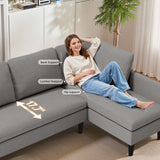 Modular Sectional Sofa, Customizable L-Shape, Tool-Free Assembly, 1000lbs Capacity, Easy-Clean Linen, Gray
