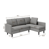 Modular Sectional Sofa, Customizable L-Shape, Tool-Free Assembly, 1000lbs Capacity, Easy-Clean Linen, Gray