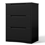 Dresser with 3 Drawers, Wood Tall Chest, Built-in Handle Drawers for Bedroom, Home, Living Room, Hallway - Black