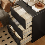 Dresser with 3 Drawers, Wood Tall Chest, Built-in Handle Drawers for Bedroom, Home, Living Room, Hallway - Black