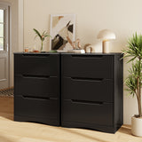 Dresser with 3 Drawers, Wood Tall Chest, Built-in Handle Drawers for Bedroom, Home, Living Room, Hallway - Black