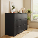Dresser with 3 Drawers, Wood Tall Chest, Built-in Handle Drawers for Bedroom, Home, Living Room, Hallway - Black
