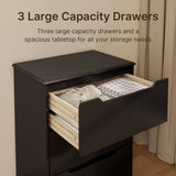 Dresser with 3 Drawers, Wood Tall Chest, Built-in Handle Drawers for Bedroom, Home, Living Room, Hallway - Black
