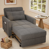 Asofer 3-in-1 Convertible Sofa Chair Bed, Extended Version with Adjustable Backrest for Living Room, Office, Study，Game Room，Gray