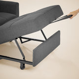 Sofa Bed Chair Convertible, Sleeper Chair with Pull-Out Bed, 3-in-1 Futon Couch with Reclining Backrest and Side Pocket, Dark Grey