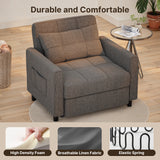 Asofer 3-in-1 Convertible Sofa Chair Bed, Extended Version with Adjustable Backrest for Living Room, Office, Study，Game Room，Gray