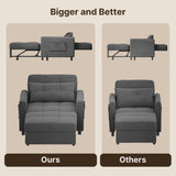 Asofer 3-in-1 Convertible Dark Gray Sofa Bed for Small Spaces, Wide Single Bed, Adjustable Backrest