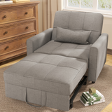 Asofer 3-in-1 Convertible Sofa Chair Bed, Extended Version with Adjustable Backrest for Living Room, Office, Study，Game Room，Gray