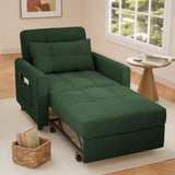 3 in 1 Convertible Sofa Bed Chair, Pullout Single Sleeper Chair Bed with Adjustable Backrest, Spacious Multifunctional Sofa Couches for Living Room, Green