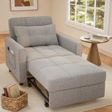 Asofer 3-in-1 Convertible Sofa Chair Bed with Adjustable Backrest, for Living Room, Office,Small Space,Light Gray