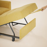 Sofa Bed Chair Convertible, Sleeper Chair with Pull-Out Bed, 3-in-1 Futon Couch with Reclining Backrest and Side Pocket, Yellow