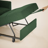 Sofa Bed Chair Convertible, Sleeper Chair with Pull-Out Bed, 3-in-1 Futon Couch with Reclining Backrest and Side Pocket, Green