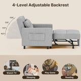 Asofer 3-in-1 Convertible Gray Sofa Bed for Small Spaces, Wide Single Bed, Adjustable Backrest