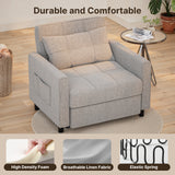 Asofer 3-in-1 Convertible Gray Sofa Bed for Small Spaces, Wide Single Bed, Adjustable Backrest