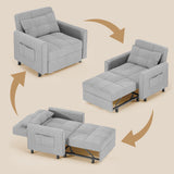Asofer 3-in-1 Convertible Gray Sofa Bed for Small Spaces, Wide Single Bed, Adjustable Backrest