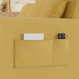 Sofa Bed Chair Convertible, Sleeper Chair with Pull-Out Bed, 3-in-1 Futon Couch with Reclining Backrest and Side Pocket, Yellow