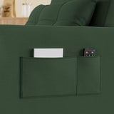 Sofa Bed Chair Convertible, Sleeper Chair with Pull-Out Bed, 3-in-1 Futon Couch with Reclining Backrest and Side Pocket, Green