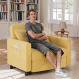 Sofa Bed Chair Convertible, Sleeper Chair with Pull-Out Bed, 3-in-1 Futon Couch with Reclining Backrest and Side Pocket, Yellow