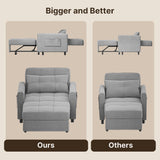 Asofer 3-in-1 Convertible Gray Sofa Bed for Small Spaces, Wide Single Bed, Adjustable Backrest