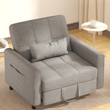 Asofer 3-in-1 Convertible Sofa Chair Bed, Extended Version with Adjustable Backrest for Living Room, Office, Study，Game Room，Gray