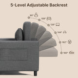 Asofer Small Full 3 in 1 Sofa Bed,71.7" Pull Out Sofa,Sleeper Loveseat with Storage Pocket for Apartment,Shared Apartments and Student Rentals,Dark Gray