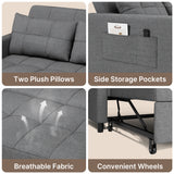 Asofer Small Full 3 in 1 Sofa Bed,71.7" Pull Out Sofa,Sleeper Loveseat with Storage Pocket for Apartment,Shared Apartments and Student Rentals,Dark Gray