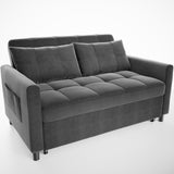 Asofer 3-in-1 Convertible Sofa Bed, Loveseat Sleeper with Pull Out Couch & 2 Pillow, VelvetGrey