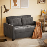 3 in 1 Convertible Sofa Bed,Asofer Modern Pull Out Couch SleeperBed with AdjustableBackrest,Loveseat Couch with Pockets for Apartment Office,Velvet Gray