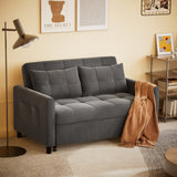 Asofer 3-in-1 Convertible Sofa Bed, Loveseat Sleeper with Pull Out Couch & 2 Pillow, VelvetGrey