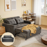 Asofer Sofa Bed, Loveseat Sofabed with Pull Out Couch, 3 in 1 Linen Fabric Futon Couches for Living Room Furniture,Velvet Gray