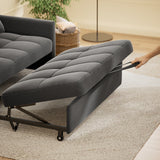 3 in 1 Convertible Sofa Bed,Asofer Modern Pull Out Couch SleeperBed with AdjustableBackrest,Loveseat Couch with Pockets for Apartment Office,Velvet Gray