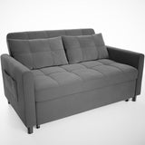 Aiho Modern Loveseat Sleeper Sofa Bed, 3-in-1 Convertible Sleeper Bed with Storage Pockets, Dark Gray