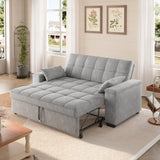 Asofer Sofa Bed, Loveseat Sofabed with Pull Out Couch, 3 in 1 Linen Fabric Futon Couches for Living Room Furniture, Full Size (Light Gray）)
