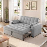Asofer 3 in 1 Convertible Sofa Bed with Pull Out Couch, Storage armrests, Adjustable Backrest, Light Grey